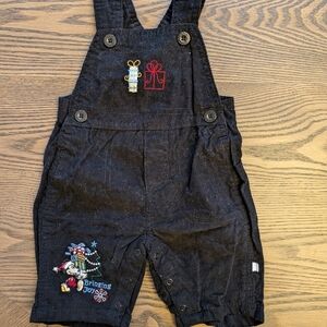 Disney Black Corduroy Christmas Overalls 0-3months